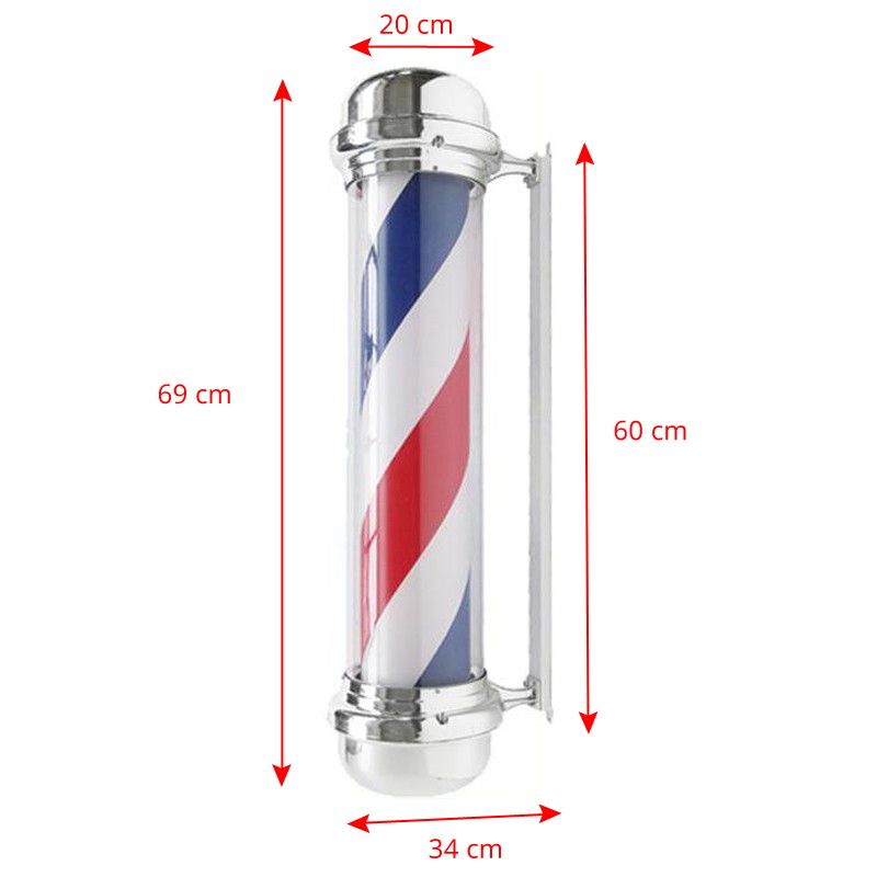 Barber Pole Illuminato e Rotante Gabbiano BB-02 Argento - immagine 2