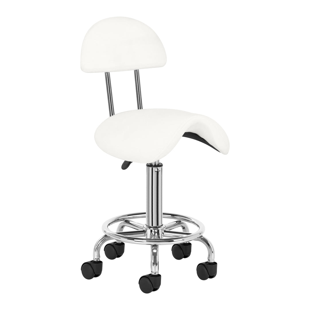 Sgabello Ergonomico con Ruote e Schienale 6001 Bianco