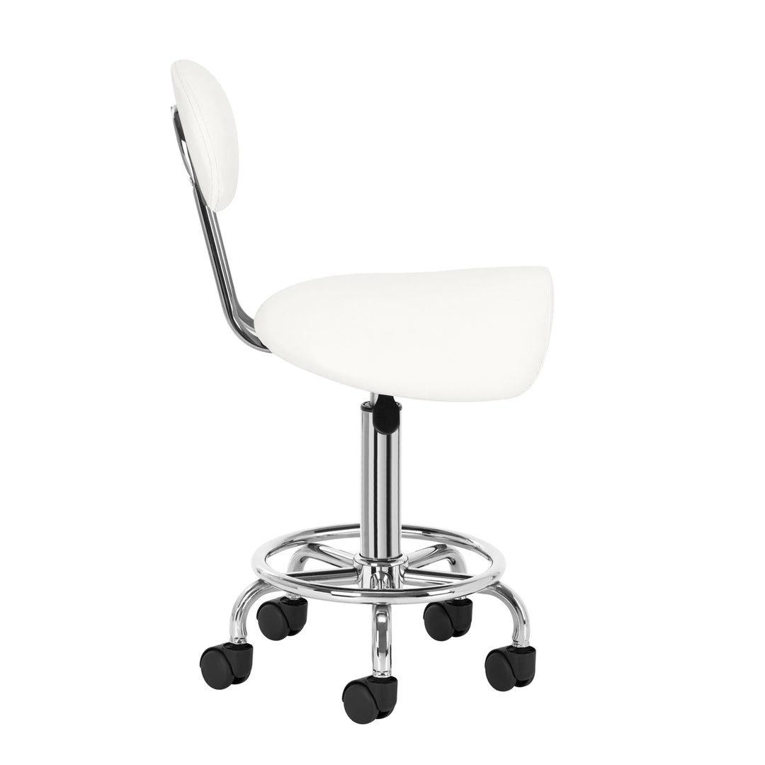 Sgabello Ergonomico con Ruote e Schienale 6001 Bianco - immagine 3
