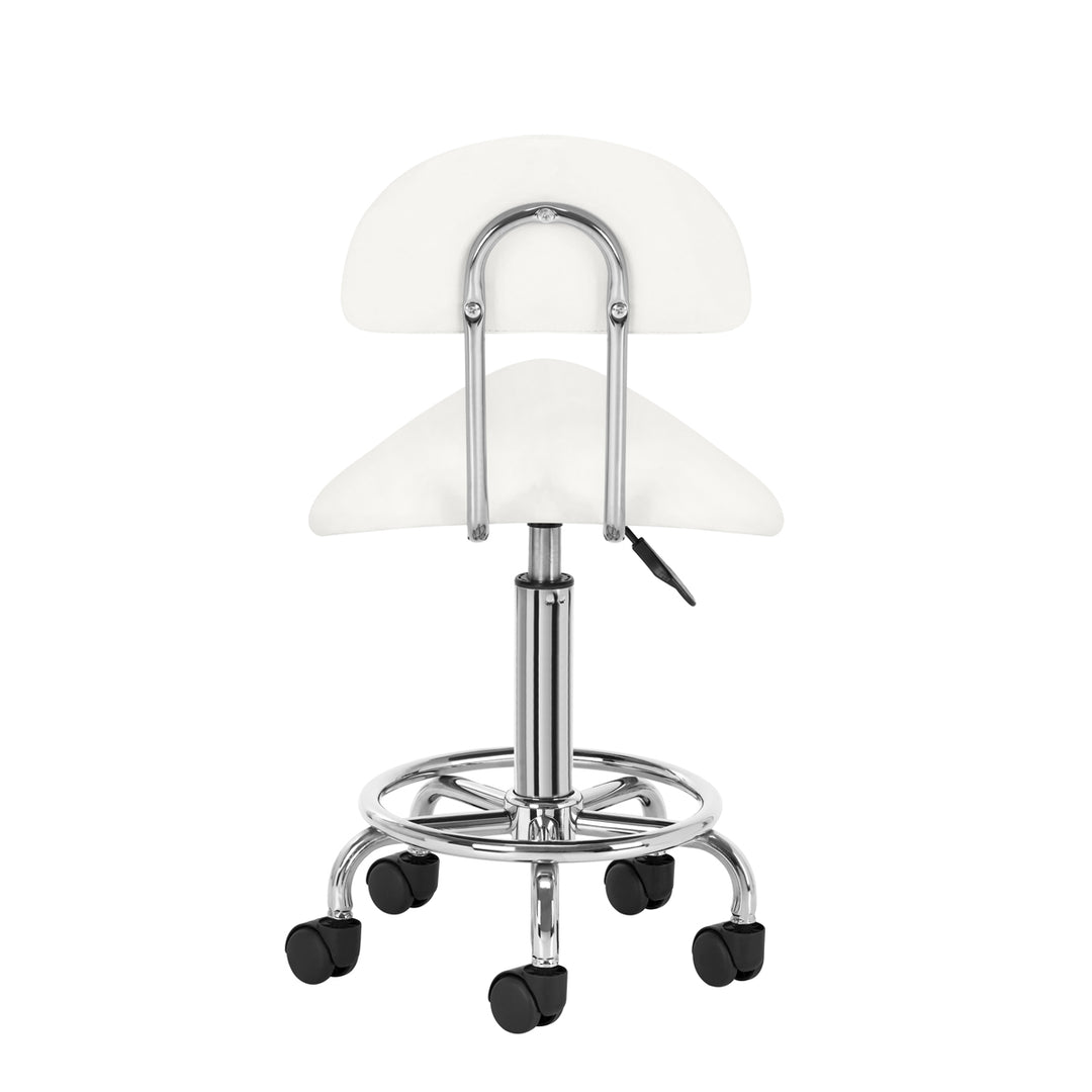 Sgabello Ergonomico con Ruote e Schienale 6001 Bianco - immagine 4