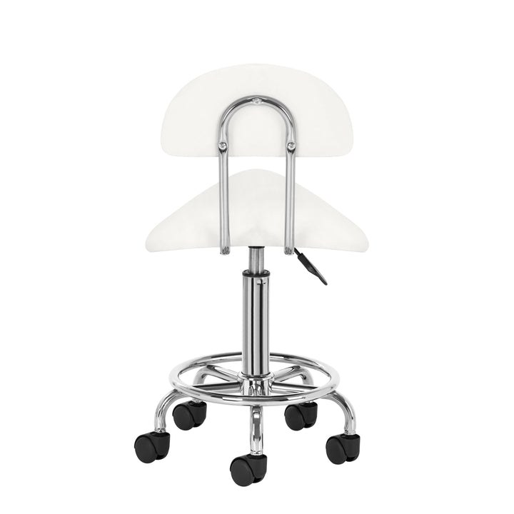Sgabello Ergonomico con Ruote e Schienale 6001 Bianco - immagine 4