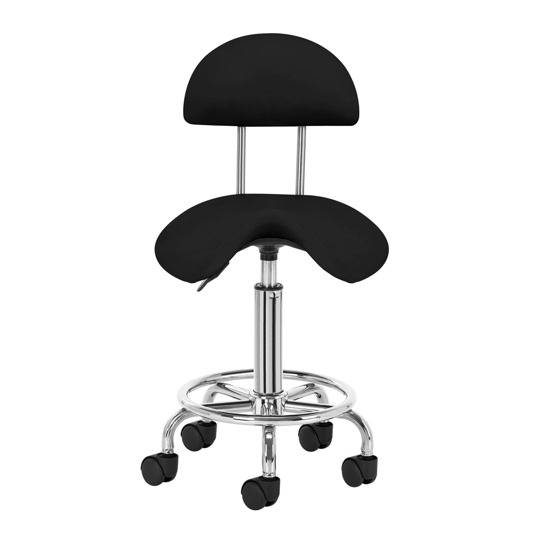 Sgabello Ergonomico con Ruote e Schienale 6001 Nero - immagine 2
