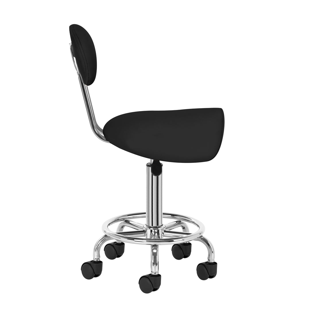Sgabello Ergonomico con Ruote e Schienale 6001 Nero - immagine 3