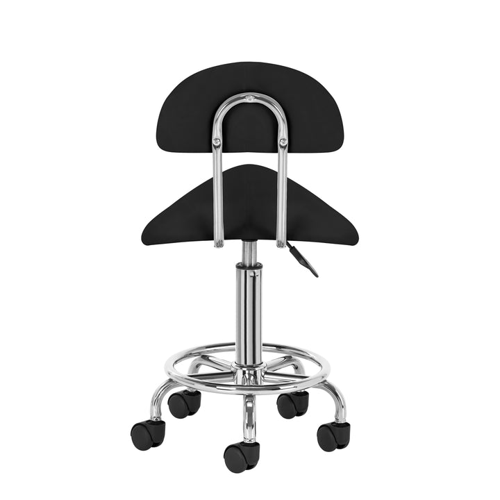 Sgabello Ergonomico con Ruote e Schienale 6001 Nero - immagine 4