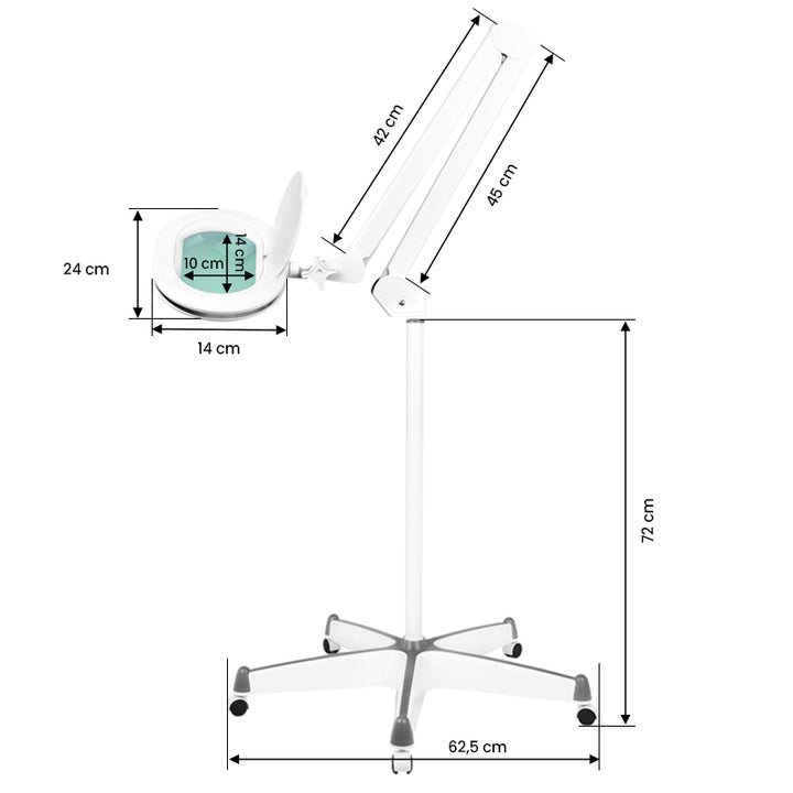 Lampada con Lente LED 60 SMD 5D su Stativo con Intensità Regolabile Elegante 6028 Bianca - immagine 7