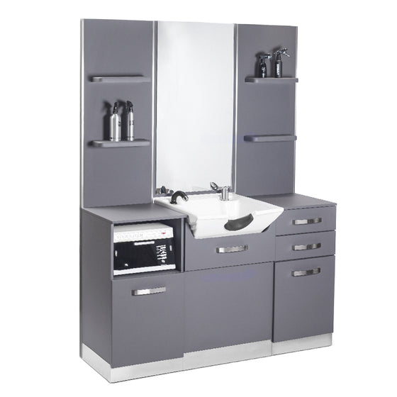 Postazione barbiere Gabbiano con lavello B085 Grigio
