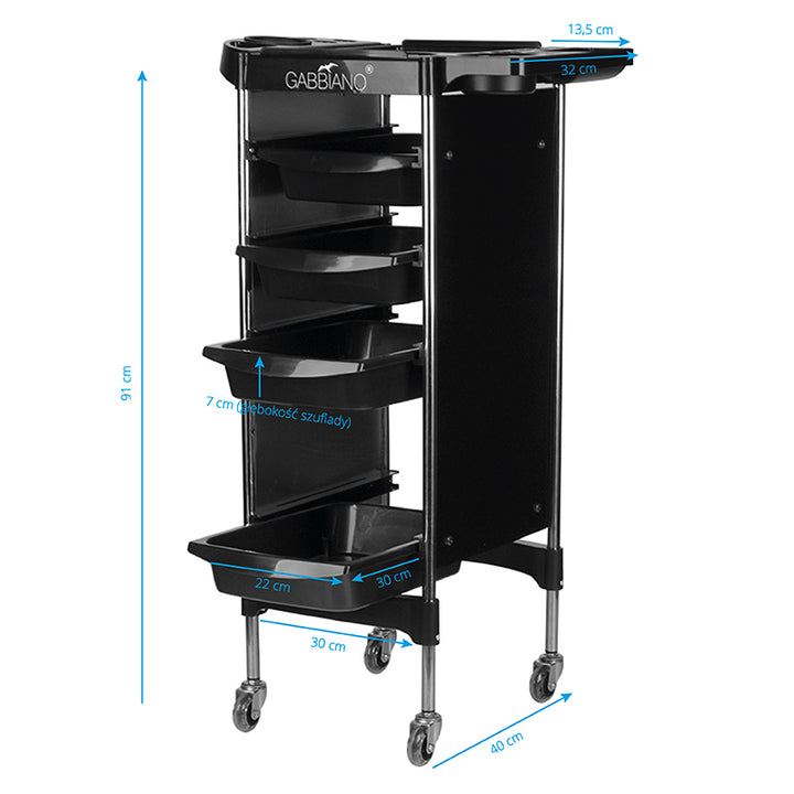 Carrello Parrucchiere Gabbiano FX11-2 Nero - immagine 6