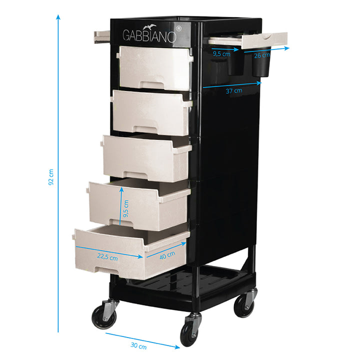 Carrello Parrucchiere Gabbiano FT65 Nero-Bianco - immagine 5