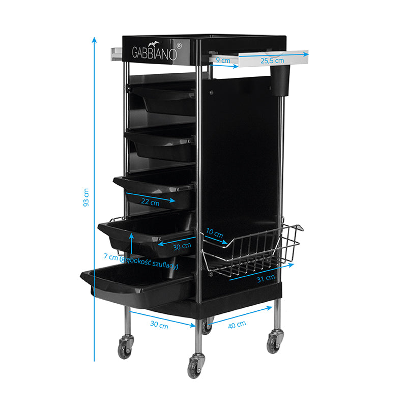 Carrello parrucchiere Gabbiano FX11E Nero 5