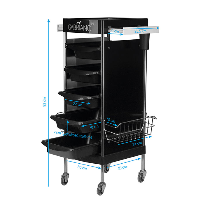Carrello Parrucchiere Gabbiano FX11E Nero - immagine 5