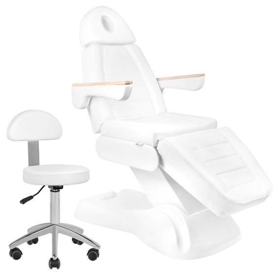 Poltrona Estetica Elettrica Sillon Lux 273B 3 Motori con Sgabello Bianco