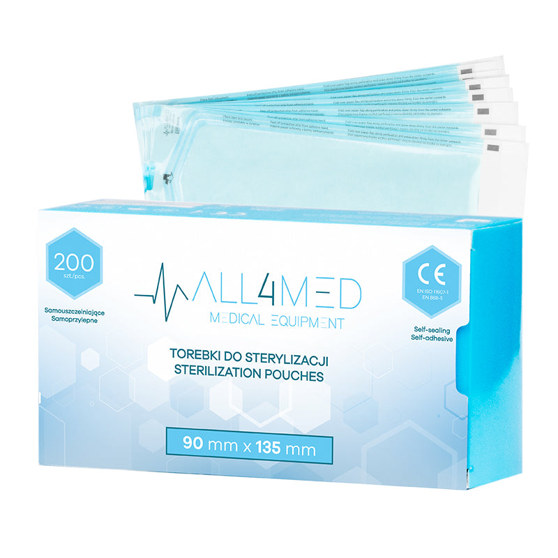 Buste di Sterilizzazione per Autoclave All4Med 90 × 135 mm – 200 Pezzi