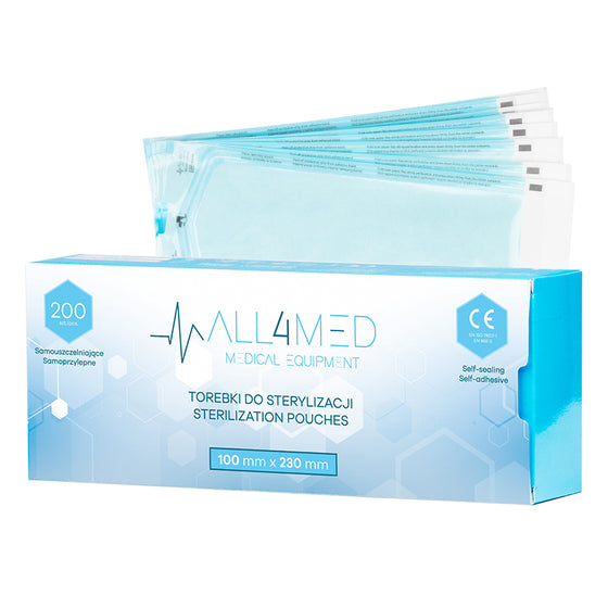 Buste di Sterilizzazione per Autoclave All4Med 100 × 230 mm – 200 Pezzi