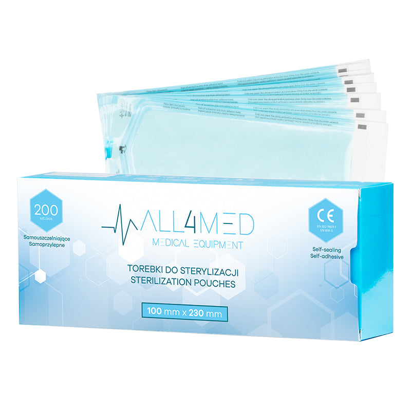 Buste di Sterilizzazione per Autoclave All4Med 100 × 230 mm – 200 Pezzi 1