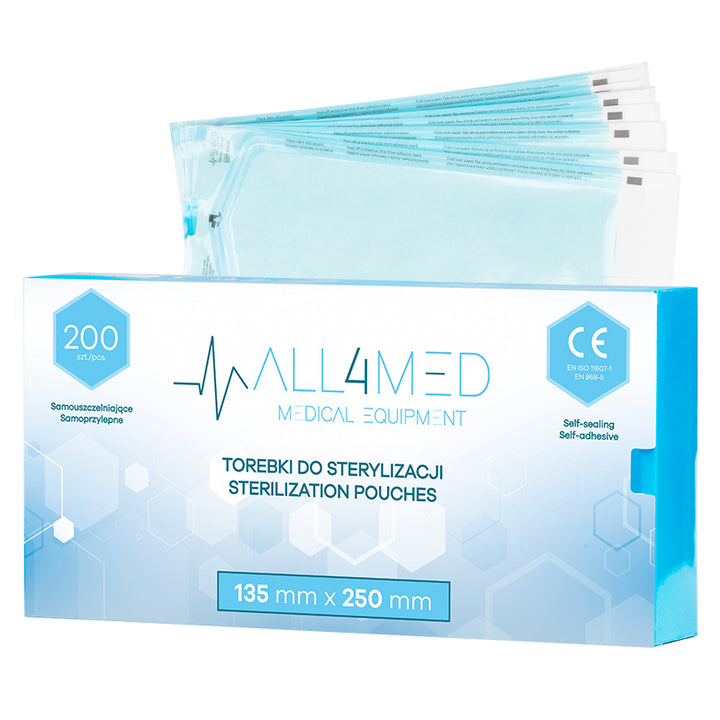 Buste di Sterilizzazione per Autoclave All4Med 135 × 250 mm – 200 Pezzi 1