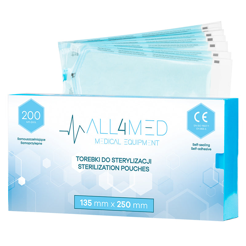Buste di Sterilizzazione per Autoclave All4Med 135 × 250 mm – 200 Pezzi 1