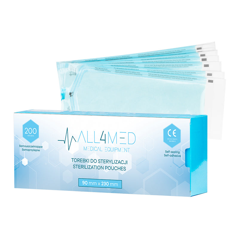 Buste di Sterilizzazione per Autoclave All4Med 90 × 230 mm – 200 Pezzi 1