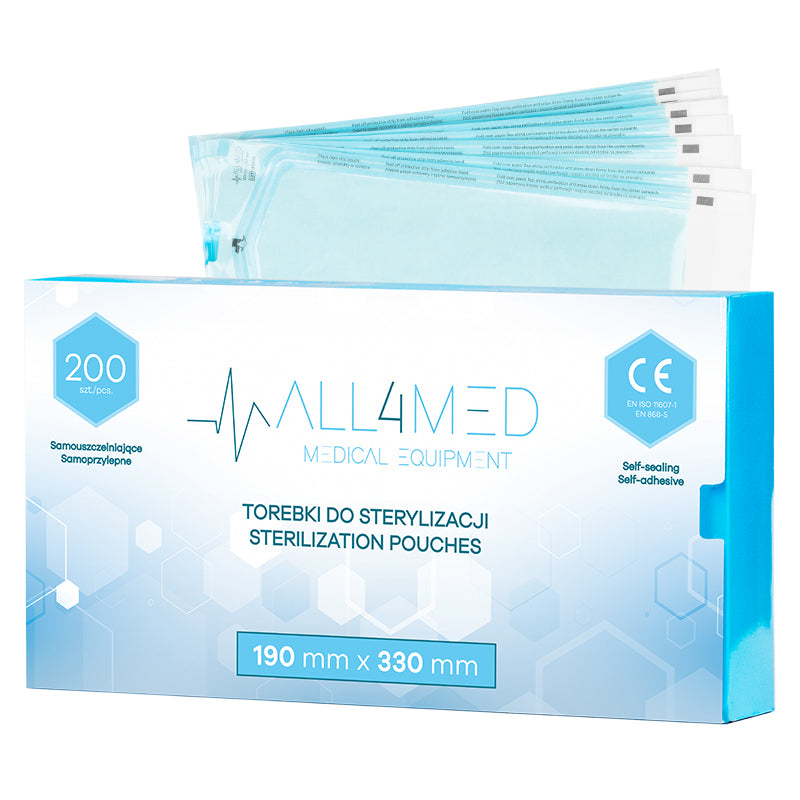 Buste di Sterilizzazione per Autoclave All4Med 190 × 330 mm – 200 Pezzi