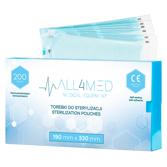 Buste di Sterilizzazione per Autoclave All4Med 190 × 330 mm – 200 Pezzi