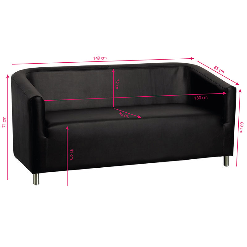 Divano Sala d'Attesa Gabbiano M021 3 Posti Nero - immagine 2