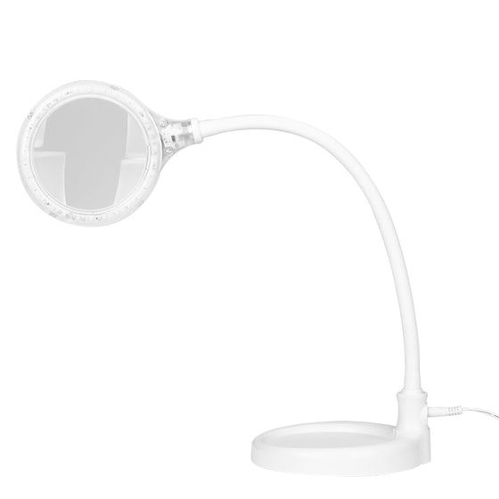 Lampada con Lente LED 30 SMD 3D con Stativo e Morsa Elegante 2014-2R Bianca
