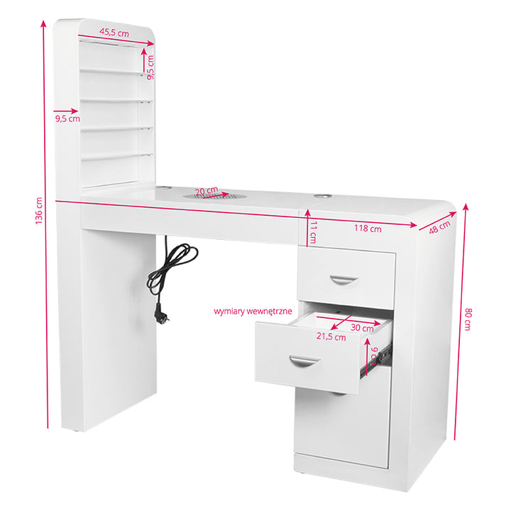 Tavolo da Manicure 310 Bianco Sinistra - immagine 9