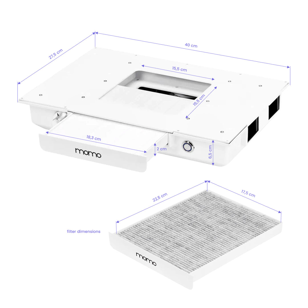 Aspiratore per Unghie da Incasso Momo Professionale J-02 Bianco - immagine 10