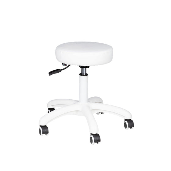 Sgabello Regolabile con Ruote Eco Pelle AM-303-2 Bianco