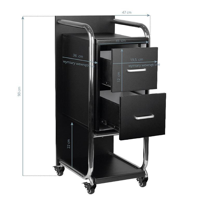 Carrello Parrucchiere Gabbiano Solo Nero-Argento - immagine 4