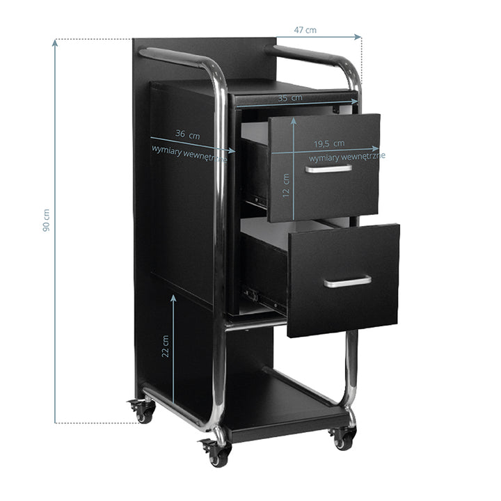 Carrello Parrucchiere Gabbiano Solo Nero-Argento - immagine 4