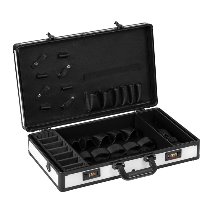 Valigetta Parrucchiere Alluminio con Lucchetto a Combinazione e Tracolla Bianco-Nero - immagine 2