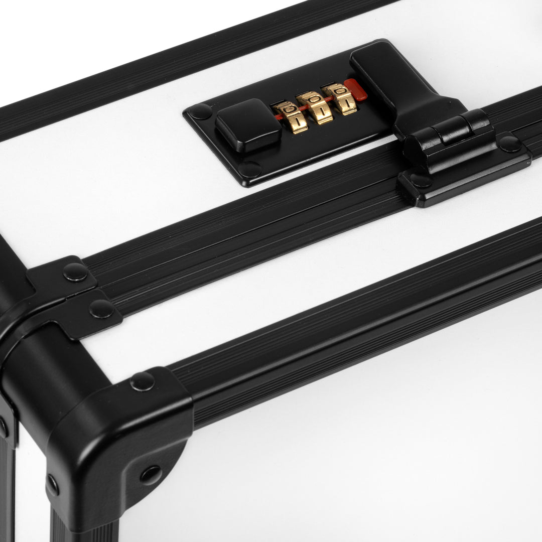 Valigetta Parrucchiere Alluminio con Lucchetto a Combinazione e Tracolla Bianco-Nero - immagine 6