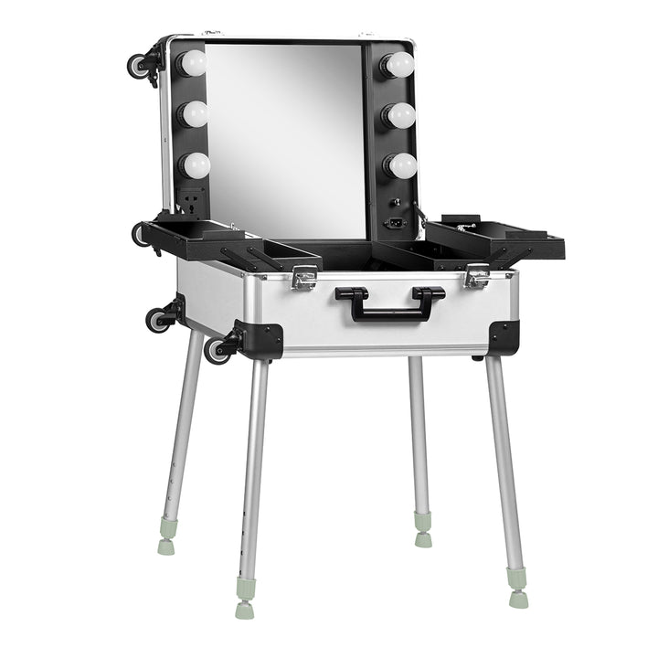 Valigia Trucco Postazione Mobile T-27 con Specchio Illuminato Argento