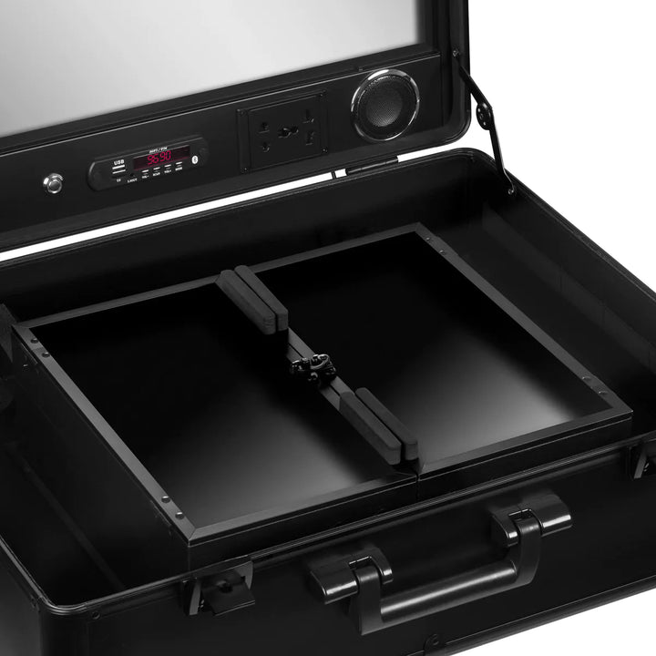 Valigia Trucco Postazione Mobile con Specchio Illuminato e Casse Nero - immagine 5