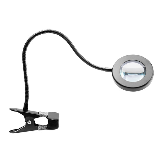 Lampada con Lente LED 5D a Morsetto USB con Collo d’Oca Nera