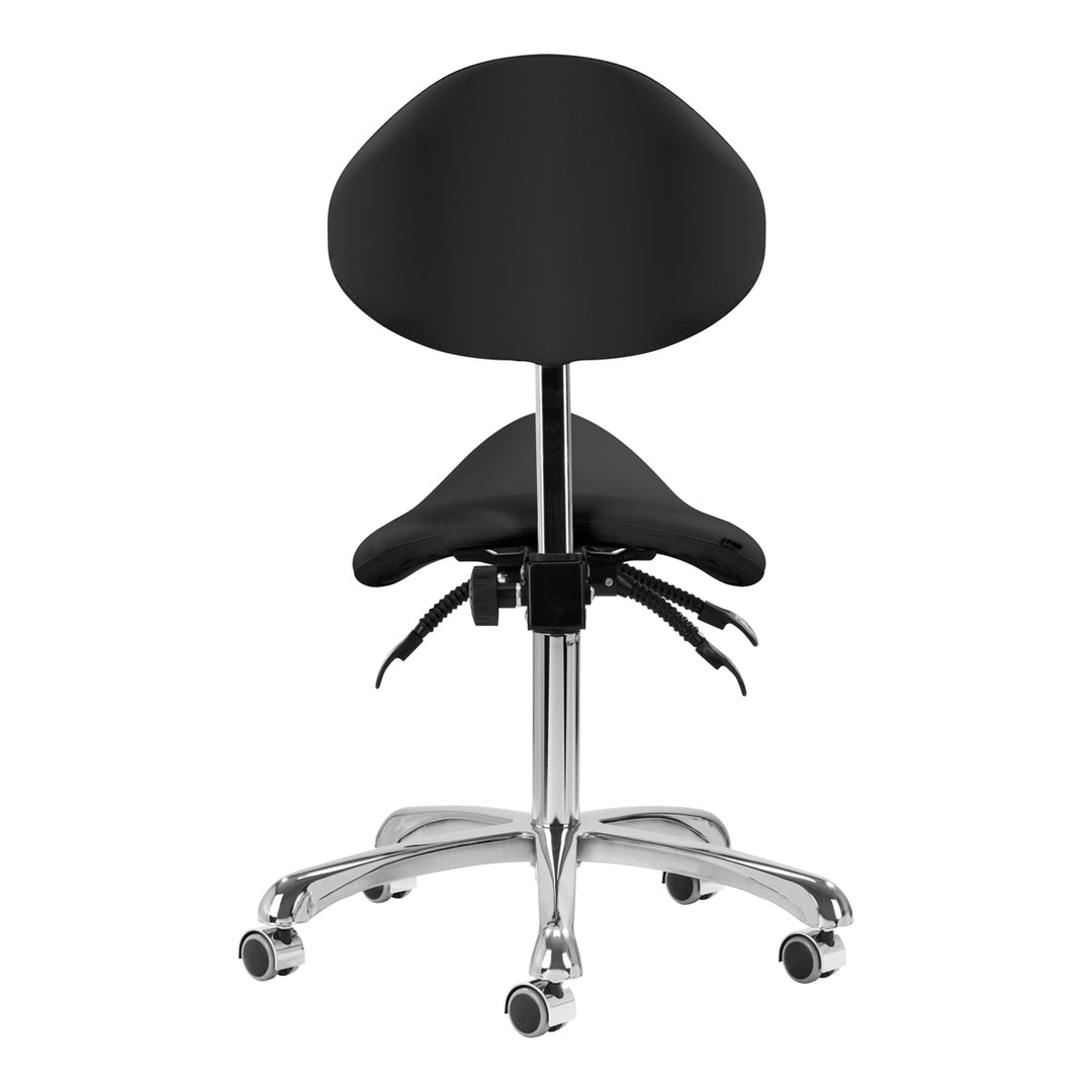 Sgabello Ergonomico Regolabile con Ruote e Schienale Giovanni 1004 Nero - immagine 4