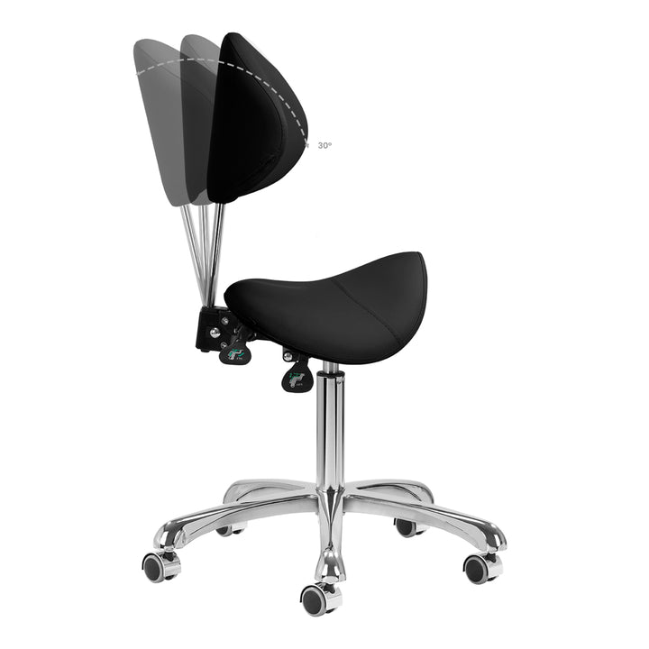 Sgabello Ergonomico Regolabile con Ruote e Schienale Giovanni 1004 Nero - immagine 10