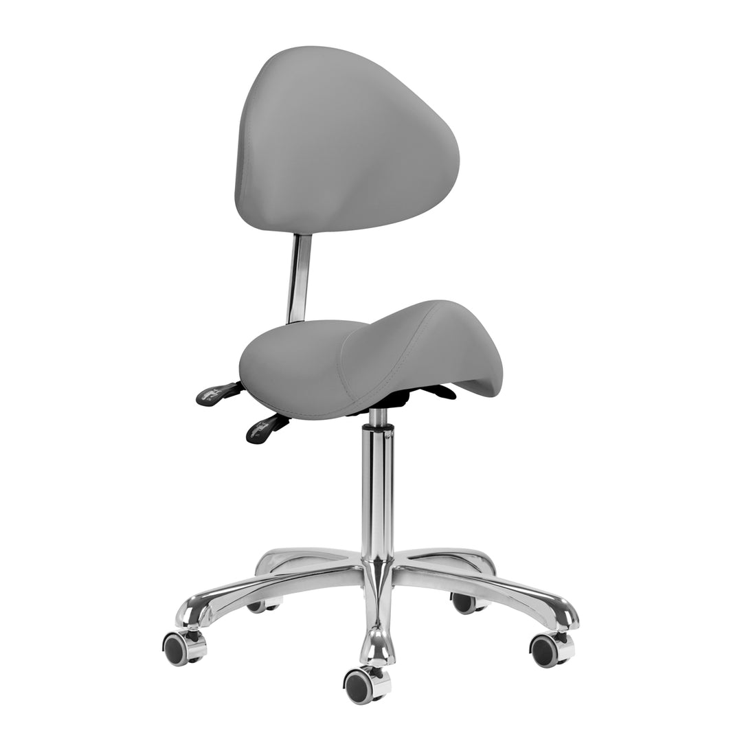 Sgabello Ergonomico Regolabile con Ruote e Schienale Giovanni 1004 Grigio