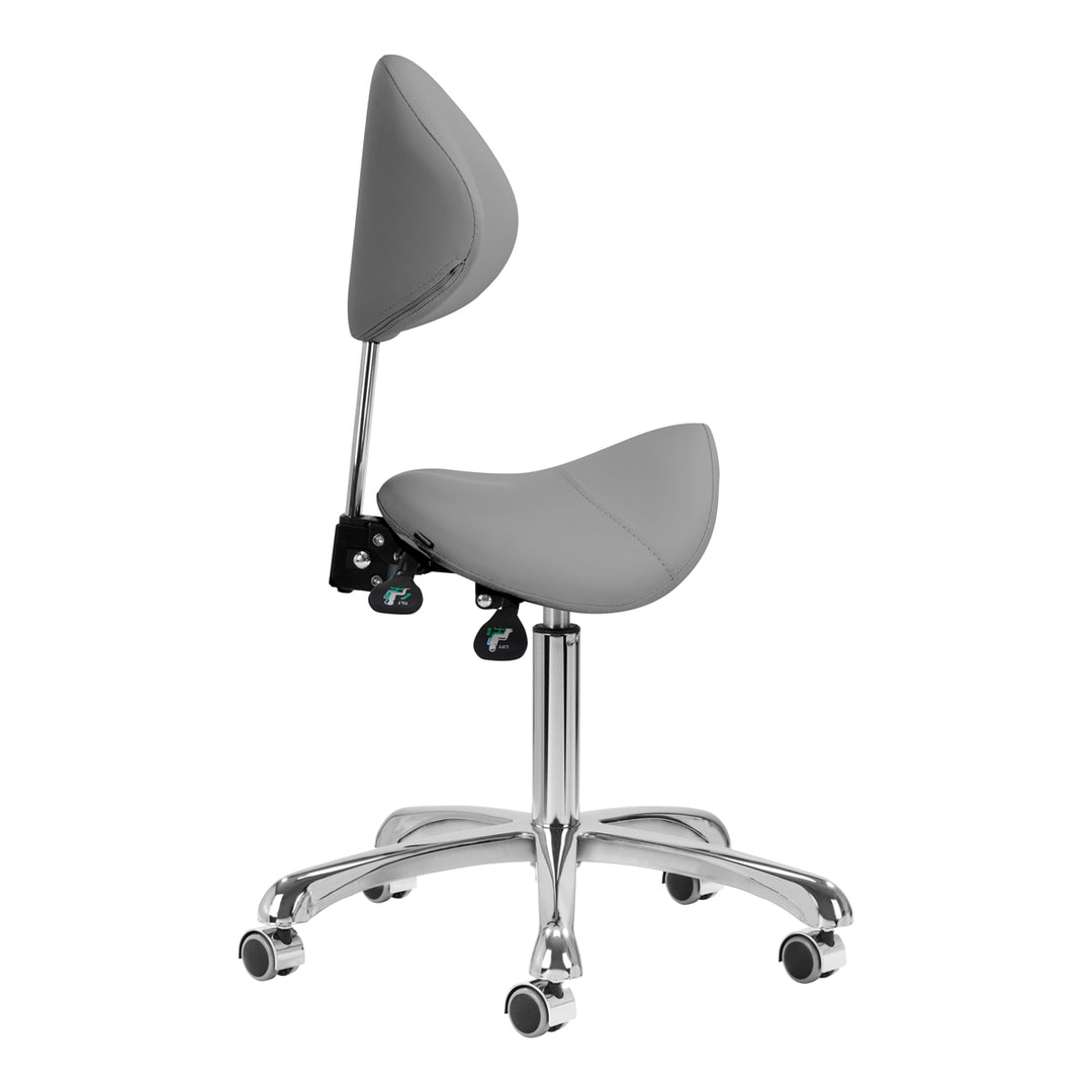 Sgabello Ergonomico Regolabile con Ruote e Schienale Giovanni 1004 Grigio - immagine 2
