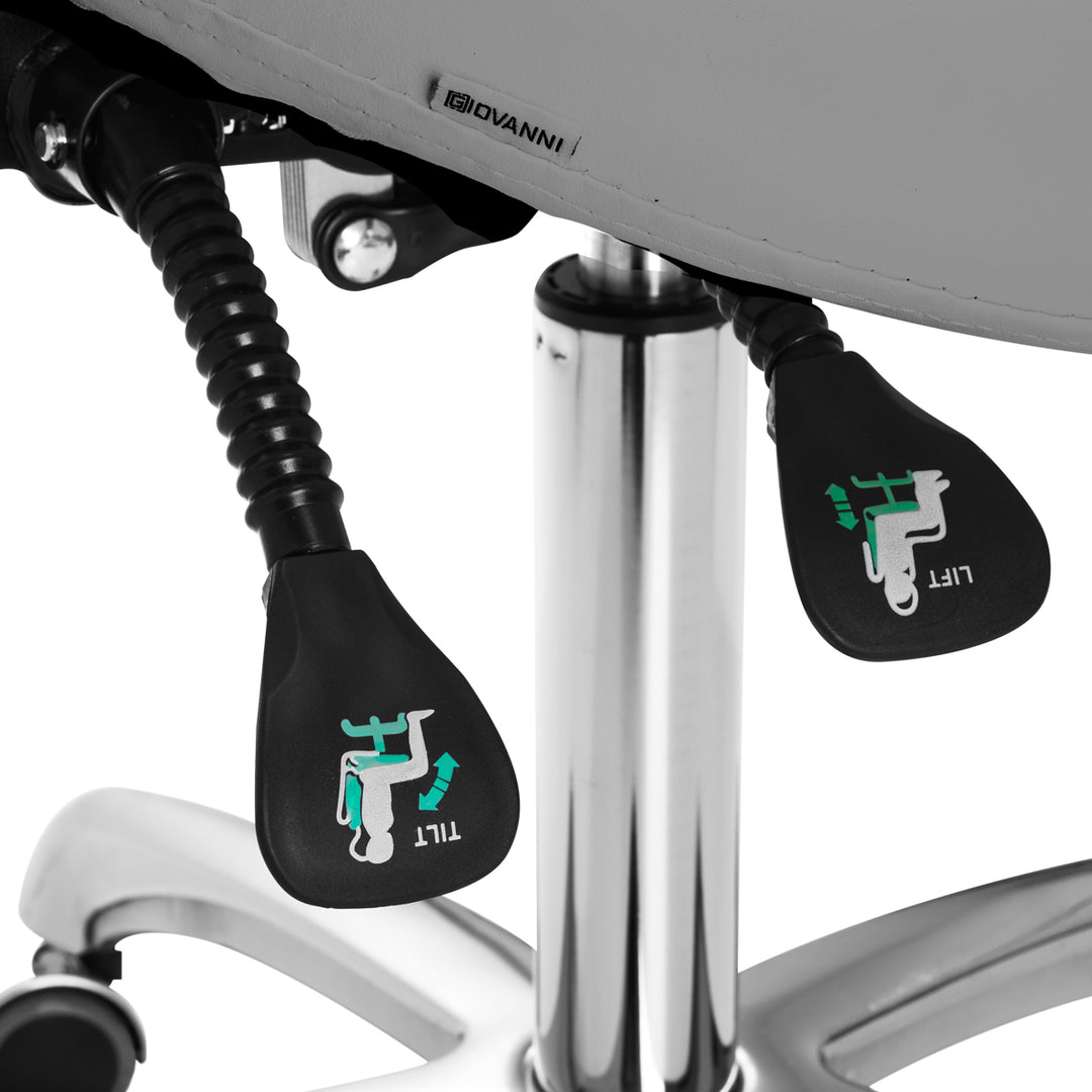 Sgabello Ergonomico Regolabile con Ruote e Schienale Giovanni 1004 Grigio - immagine 6