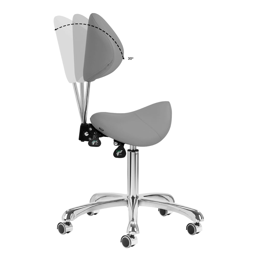 Sgabello Ergonomico Regolabile con Ruote e Schienale Giovanni 1004 Grigio - immagine 10