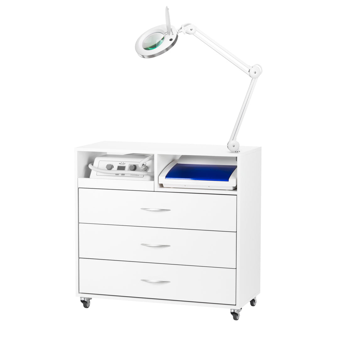 Postazione Pedicure Y-200 con Carrello, Fresa per Unghie, Lampada con Lente e Apparecchio UV-C