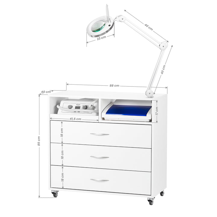 Postazione Pedicure Y-200 con Carrello, Fresa per Unghie, Lampada con Lente e Apparecchio UV-C - immagine 12