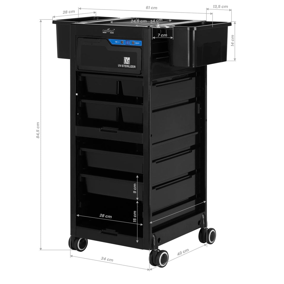 Carrello parrucchiere Gabbiano con sterilizzatore UV 68UV Nero 16