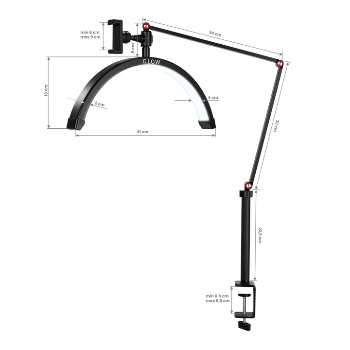 Lampada LED con Morsetto e Colore e Intensità Regolabili Glow MX3 Nero Opaco - immagine 12