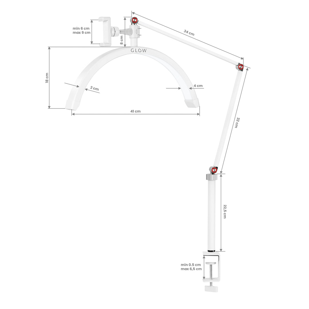 Lampada LED con Morsetto e Colore e Intensità Regolabili Glow MX3 Bianco Opaco - immagine 12