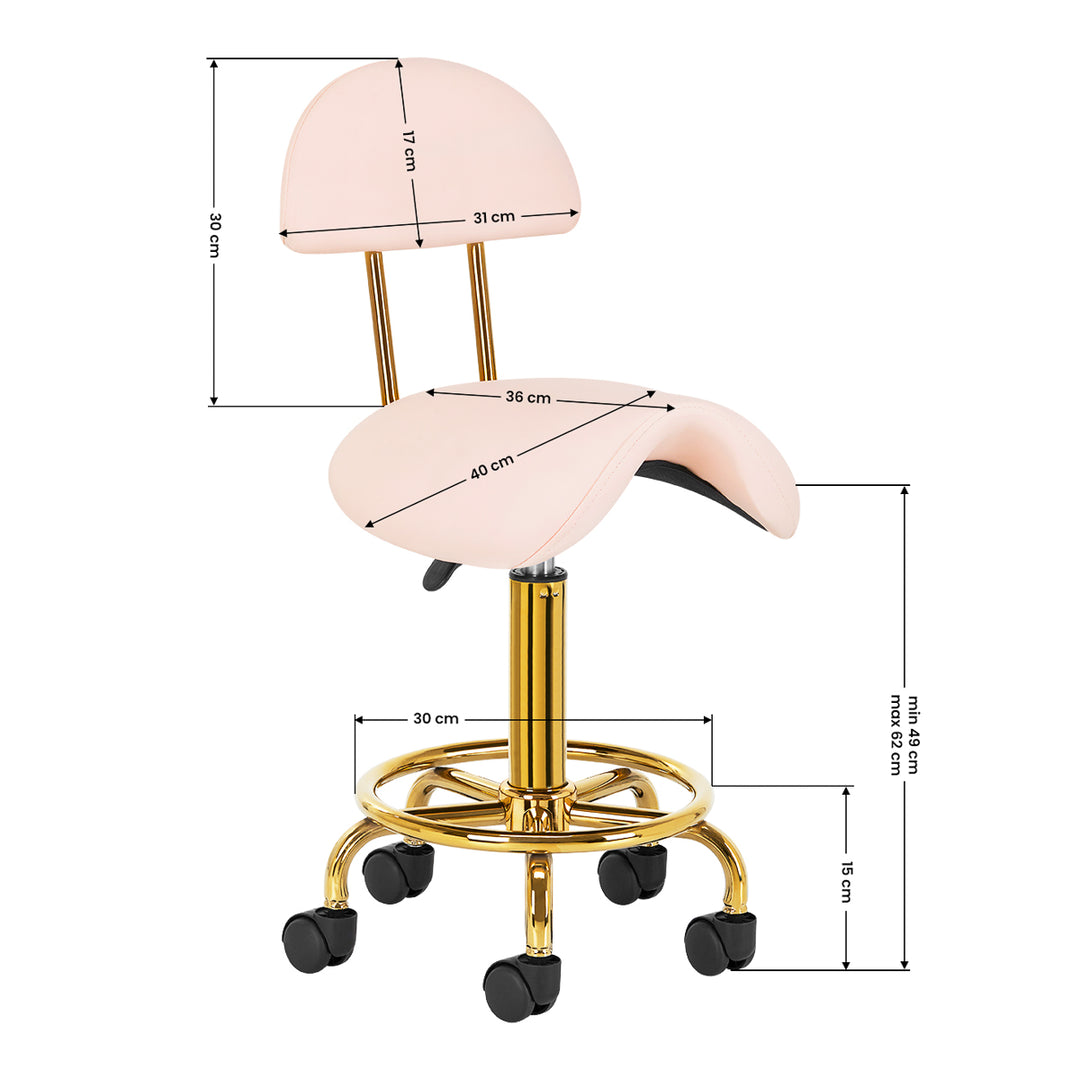 Sgabello Ergonomico con Schienale 6001 Oro-Rosa