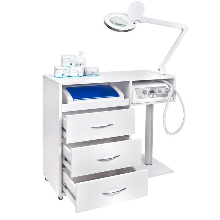 Postazione Pedicure Y-300 con Carrello, Fresa per Unghie, Lampada con Lente e Apparecchio UV-C