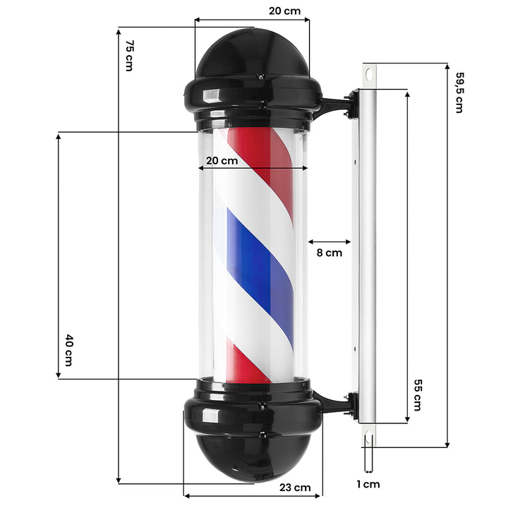 Barber Pole Illuminato e Rotante Gabbiano BB-02 Nero - immagine 5