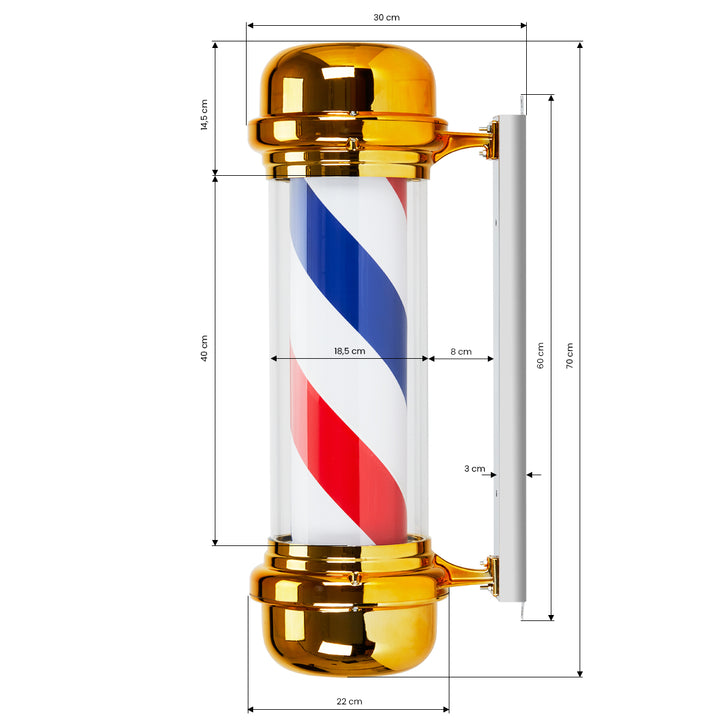 Barber Pole Illuminato e Rotante Gabbiano BB-02 Oro - immagine 4